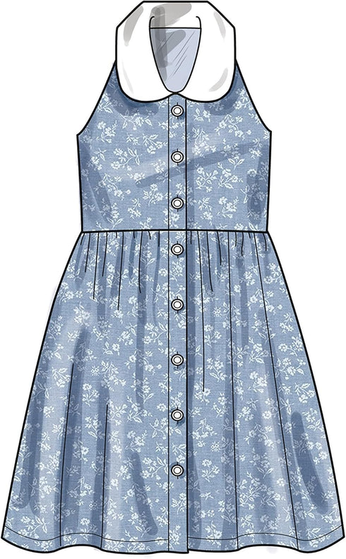 New Look Easy Children's and Girls' Sun Dress Sewing Pattern Kit, Code N6727, Sizes 3-4-5-6-7-8-10-12-14, Multicolor...