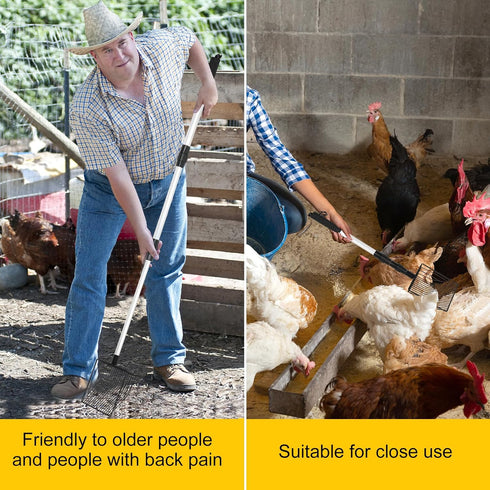 Metal Litter Scooper Long Handle, 3 In 1 Adjustable Stainless Steel Chicken Litter Scoop (22.4 - 41.3inch) Chicken Coop Accessories, Chicken Coop ...