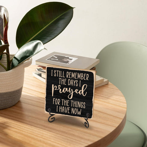 Inspirational Gifts for Women Men, Christian Wooden Sign Decor with Iron Stand, Religious Wood Decorations for Home Office Room Kitchen Tabletop D...