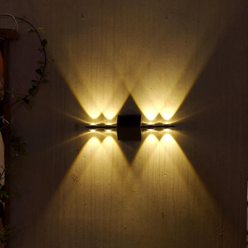 2 Pack Solar outdoor lights for fence deck wall with up and down lighting for garden yard porch patio decorations....
