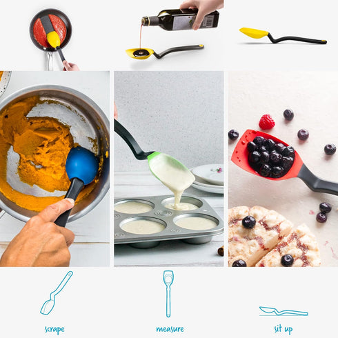 Dreamfarm Supoon Non-Stick Sit-Up Silicone Scraping, Serving, Cooking Spoon Measures 5ml Tsp & 15ml Tbsp - 11" Yellow...