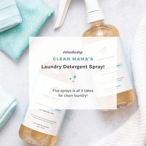 Clean Mama Laundry Detergent Spray & Pre-Treater - Natural Laundry Detergent Soap for Sensitive Skin - Eco-Friendly, HE Compatible - Unscented - 3...