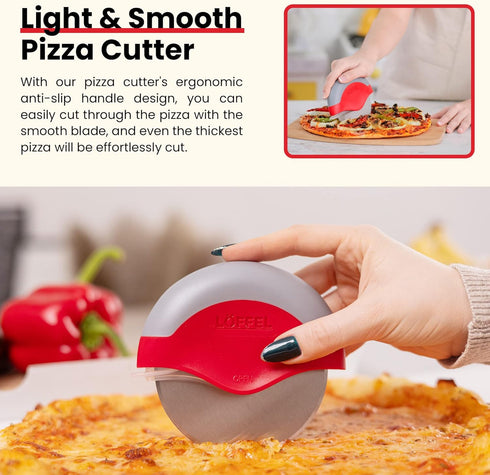 Premium Pizza Cutter Wheel - Slicer with Protective Blade Guard - Razor Sharp Stainless Steel - Easy to Clean & Detachable Slicer - Round Shaper W...
