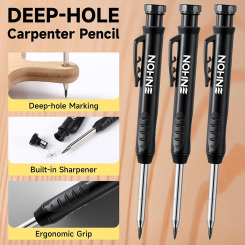 Enhon 43 Pcs Carpenter Pencils Set, Construction Pencils with Sharpener and 39 Refills, Deep Hole Mechanical Carpenter Pencil Set with Retractable...