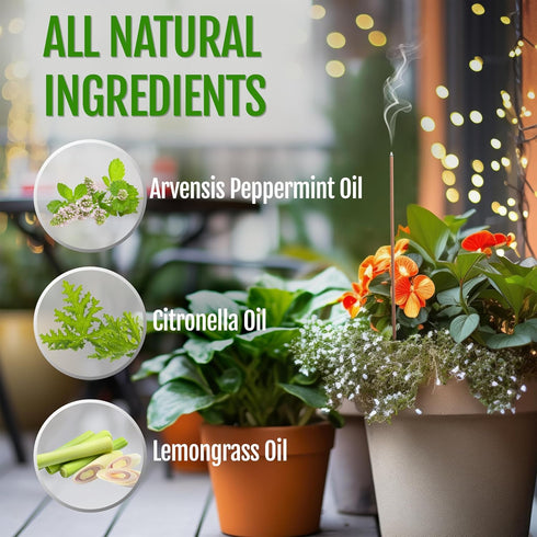 Farm Raised Candles - USA Made Mintronella - Natural Mosquito Repellent Sticks – 100 Pcs - Outdoor Insect Sticks – Citronella & Peppermint – Bug, ...