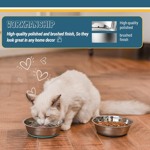 PEGGY11 Lightweight Stainless Steel Cat Bowls - 1.8 Cup, Single Pack...