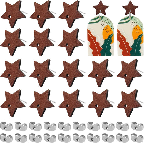 Wood Earring Studs for Jewelry Making,70Pcs Wooden Earrings Posts for Earring Findings Wood Stud Earring Posts with Loop Earring Pin Studs Bulk wi...