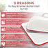 Vintage Farmhouse Red Rim Enamel Butter Dish - Vintage Retro Keeper for Kitchen, Countertop & Fridge – Unique Handmade White Container for West/Ea...