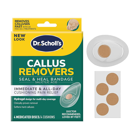 Dr. Scholl's CALLUS REMOVER Seal & Heal Bandage with Hydrogel Technology, 4ct // Removes Calluses Fast And Provides Cushioning Protection Against ...