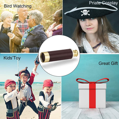 Pirate 25x30 High Powered Zoomable Collapsible Monocular Brass Spyglass Handheld Waterproof Telescope for Bird Watching Hunting Hiking Travelling...