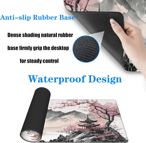 Watercolor Cherry Blossom Large Gaming Mouse Pad,Mouse Pad Gaming 31.5 x 11.8 in Mouse Mat Desk Pad,Large Desk Mat,Extended Keyboard Mousepad with...