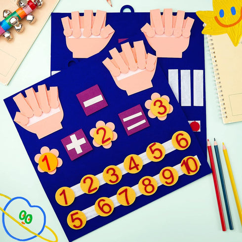 2 Handmade Felt Finger Toy Set Felt Math Toys Number Learning Counting Finger Boards Kindergarten Math Games Early Learning Toys Addition Subtract...