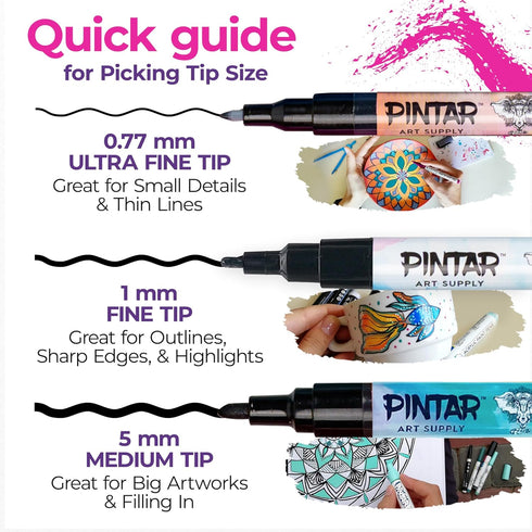PINTAR Acrylic Paint Markers Medium Point | 14 PACK | Medium Point Paint Markers - Acrylic Paint Markers Set - Acrylic Paint Pens for Rock Paintin...