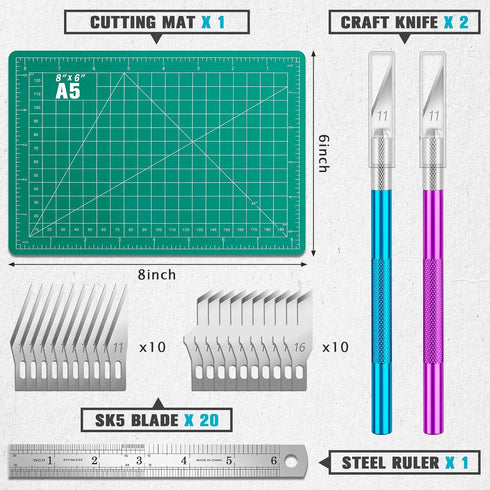 24 Pack Exacto Knife Kit Craft Knife Precision Hobby Knife Kit, 2 Exacto Knife with 20 Spare Art Knife Blades (#11 Exacto Blades and #16 Exacto Bl...