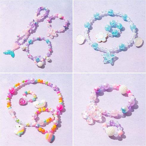 OSNIE Kids DIY Bead Jewelry Making Kit with 400+ Beads & Charms for Creative Bracelets Necklaces Rings, Children Mermaid Starfish Shell Princess N...
