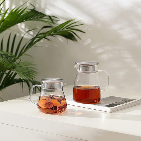 CNGLASS One-Touch Glass Tea Maker,20oz(600ml) Glass Teapot and Kettle with Stainless Steel Filter Lid,Borosilicate Glass Tea Pot for Loose Leaf Te...