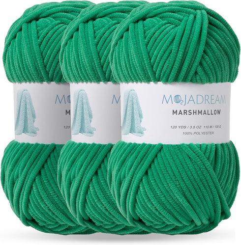 Marshmallow Yarn 3PCS 3.5oz Soft Chenille Yarn for Amigurumi Baby Blanket Yarn: No Shedding Soft Easy to Knitting and Crocheting Bulky 5# Yarn 3 S...