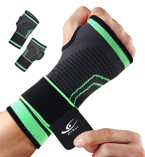 HiRui 2-Pack Wrist Brace Wrist Wraps, Hand Compression Sleeves with Wrist Straps Support for Fitness Weightlifting MTB Tendonitis Carpal Tunnel Ar...