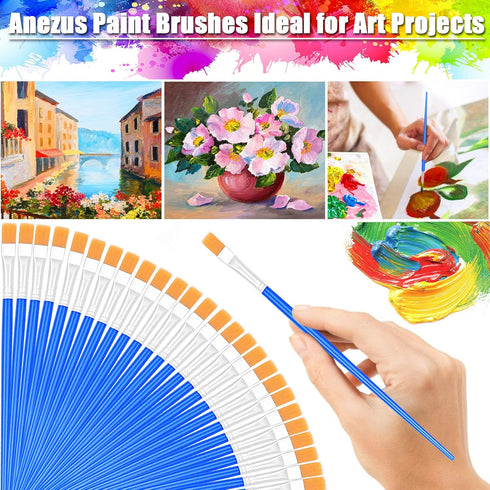 100Pcs Small Paint Brushes Bulk, Anezus Flat Top Acrylic Classroom Brush for Kids Mini Paint Brushes for Touch Up Crafts Detail Painting...