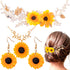 OIIKI Sunflower Bridal Accessories Kit, Wedding Sunflower Headband, Bridal Sunflower Necklace Earrings, Flower Crystal Hair Vine Decorative Clips ...