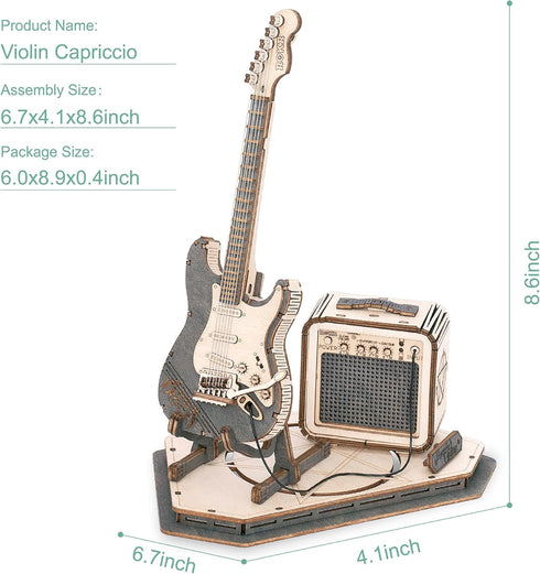 ROKR Wooden 3D Puzzles for Adults Guitar, Musical Instrument Model Kit 3D Puzzles for Teens and Kids to Build, Desk Decor/DIY Hobbies/Gifts for Fa...