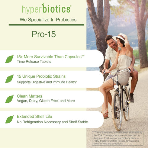 Hyperbiotics Pro 15 Vegan Probiotic Supplement | Time Release Pearls | 15 Diverse Strains | Probiotics for Women and Men | Digestive and Immune Sy...
