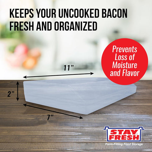 Stay Fresh Bacon Keeper 1lb Plastic Bacon Container for Refrigerator Preserves Freshness and Prevents Spoilage – No Mess Bacon Storage Replaces Gr...