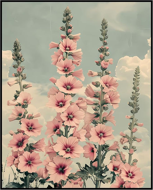 Posterizer 1 pcs-dainty pastel pink wild flowers-girly aesthetic-Floral & Botanical Art-Abstract & Modern Art-Decor for Home & Office- UNFRAMED Wa...
