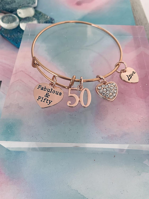 Infinity Collection 50th Birthday Bracelet, 50th Birthday Gifts for Women, 50th Birthday Gift Ideas...
