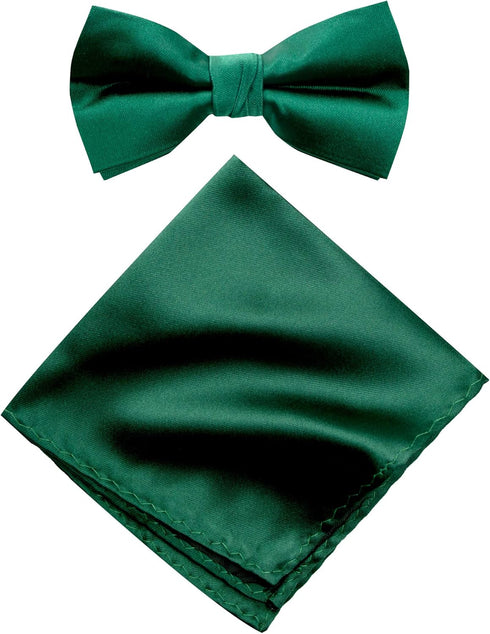 Spring Notion Men's Solid Color Satin Microfiber Bow Tie and Hankerchief Set...