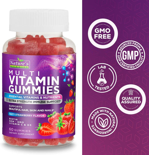 Gummy Multivitamin for Adults, Extra Strength Multi Gummies for Women & Men - Daily Vitamin Gummies Supplement, Immune Health Support with Vitamin...