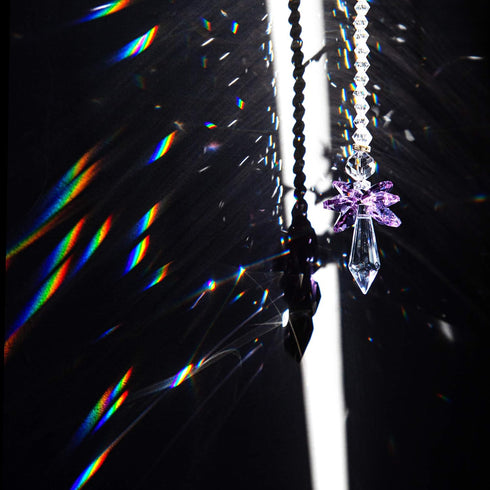 Rainbow Guardian Angel Crystal Suncatcher as Home/Car Decoration & Porch Decor & Hangings Crystal Glass Ornament (Purple)...