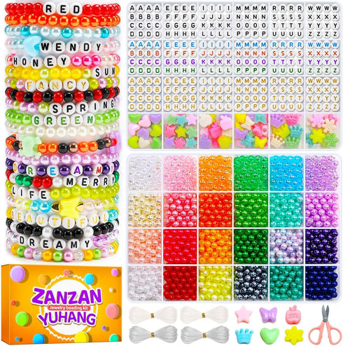 6mm Pearl Beads for Jewelry Making, Bracelets Making Kit, 24 Colors Pearl Beads for Bracelets with Letter Beads, Friendship Bracelet Kit for DIY C...