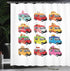 Ambesonne Truck Shower Curtain, Ice Cream Doughnut Burgers Pizza Sushi Hotdog Colorful Food Truck Illustration, Cloth Fabric Bathroom Decor Set wi...
