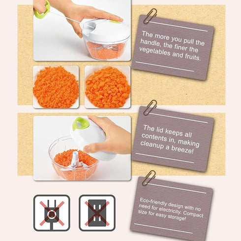 Japanese Manual Food Processor, Vegetable Chopper, Hand-Pull, Vegetable and Fruit Mincer, Blender, Mixer...