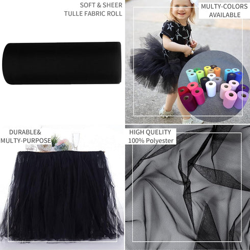 IONTACH Black Tulle Fabric Rolls 54 Inch by 40 Yards Fabric Tulle Bolt for Wedding Decorations DIY Black Tutu Baby Shower Table Skirt Ceiling Deco...