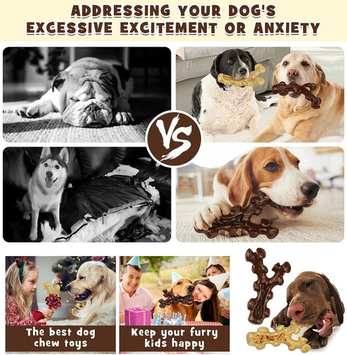 2 Pack Dog Chew Toys for Aggressive Chewers,Boredom and Stimulating Best Dog Toys for Medium/Large Breed,Tough Almost Indestructible Dog Bones for...