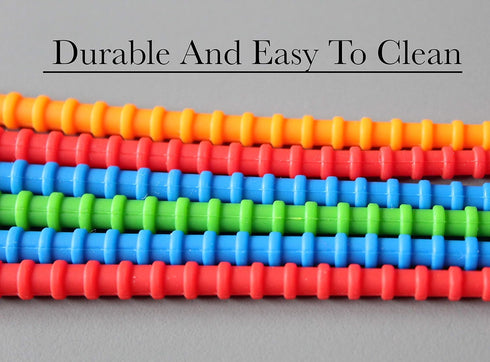 Multi Purpose Silicone Zip Ties - 20 pcs - 6 inch Cable Ties - Double Lock Twist Ties in Multi Color (Red, Blue, Green, Orange) - Extra Hold Reusa...