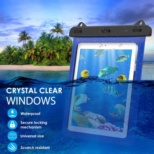 MoKo Waterproof Tablet Case, Tablet Pouch Dry Bag for iPad Mini 6, iPad 9, iPad 9.7 6/5/4/3/2, iPad Pro 9.7, iPad Air 5 10.9/3/2, Samsung Tab S4/ ...