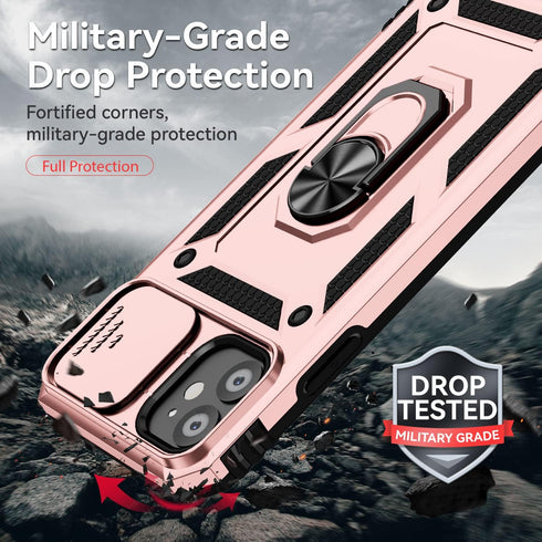 Hitaoyou Compatible iPhone 11 Case with Camera Cover & Kickstand, Military Grade Shockproof Heavy Duty Protective Magnetic Case - Pink...