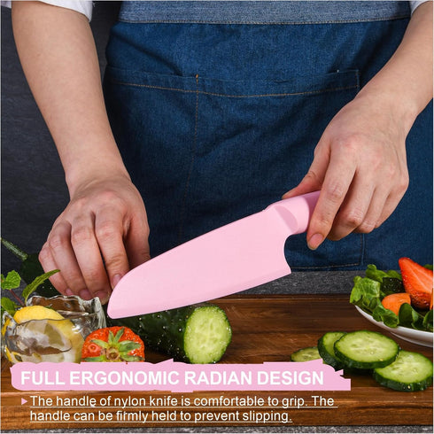 Nylon Knife for Nonstick Pans, 2 pcs Kitchen Knife Safe for Kids, Nonstick Knife Resistant to high temperatures up to 460 degrees Fahrenheit, Pink...