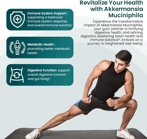 Akkermansia Muciniphila Probiotics for Digestive Health - 5 Billion TFU Akkermansia Probiotic for Leaky Gut Repair and Immunity, Prebiotics and Pr...
