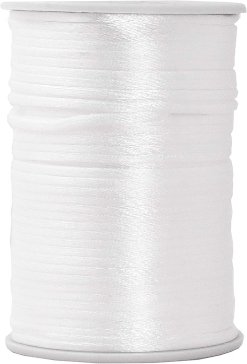 Mandala Crafts Nylon Satin Rattail Cord 2mm White - 100 Yds Chinese Knotting Cord for Bracelet Necklace Jewelry Making Macrame Trim...
