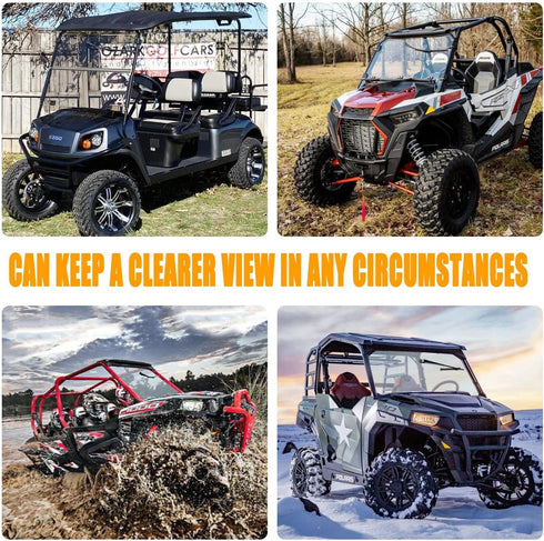 RANSOTO UTV Windshield Wiper Kit with Wiper Blade Compatible with Polaris Ranger RZR General Can Am Maverick X3 Commander Golf Cart Hand Operated ...