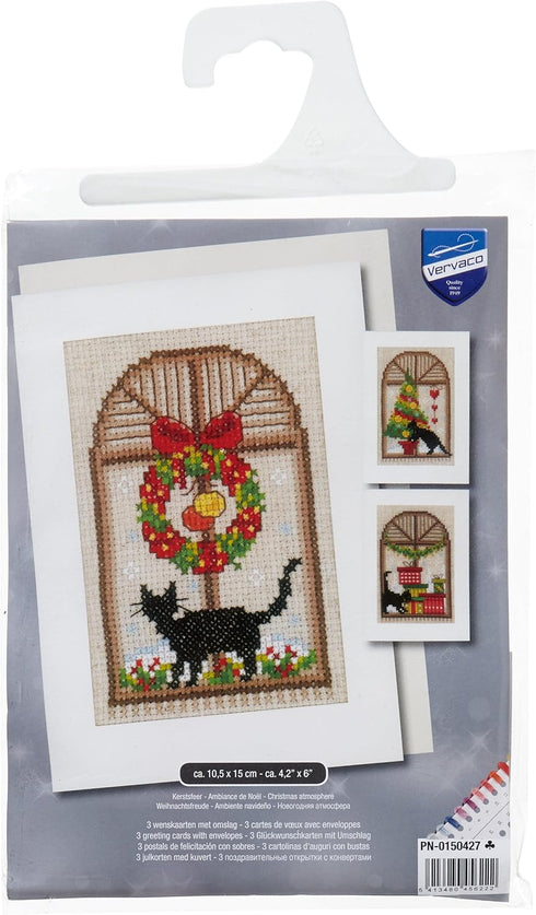 Vervaco Greeting Card kit Christmas Atmosphere Set of 3...