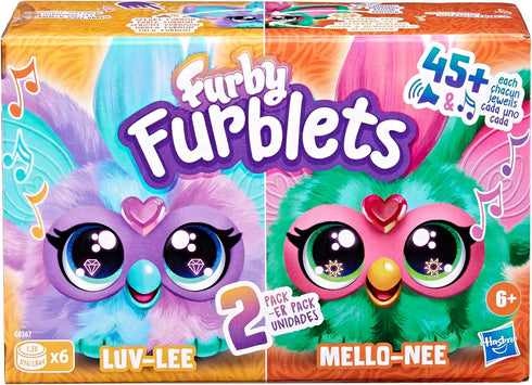 Furby Furblets 2-Pack, Mini Friends Luv-Lee & Mello-Nee, 45+ Sounds Each, Music & Furbish Phrases, Electronic Plush Toys, Red/Green & Purple/Blue,...