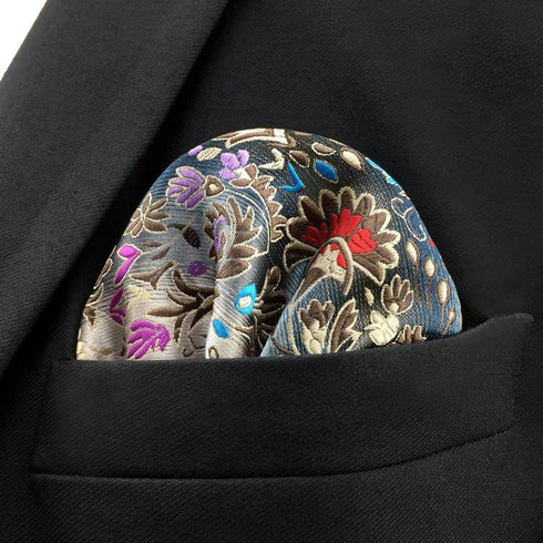 SHLAX&WING Floral Multicolor Silk Pocket Square Mens Hankies Hanky...