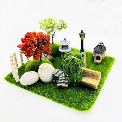 Cayway 26 PCS Outdoor Fairy Garden Miniatures Mini Zen Garden Accessories, Artificial Garden Grass, Model Trees, Terrarium Ornaments, Dollhouse Su...