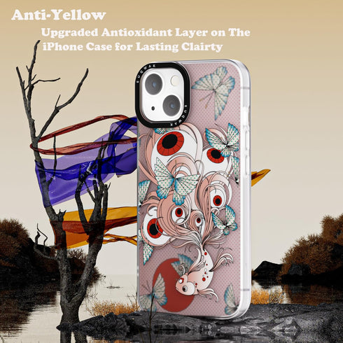 Case Compatible with iPhone 15/14 Pink Butterfly Case, Cute Aesthetic Phone Case for Women Girls TPU Bumper Shockproof Phone Cover Designed for iP...