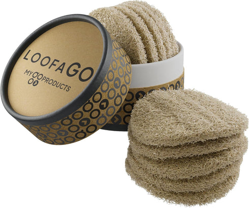 LoofaGO All-purpose Natural Loofah Scrub Sponges, Biodegradable, Eco-friendly for Kitchen, Shower, Bath, Skin, Facial, Body, and More (Pack of 10)...
